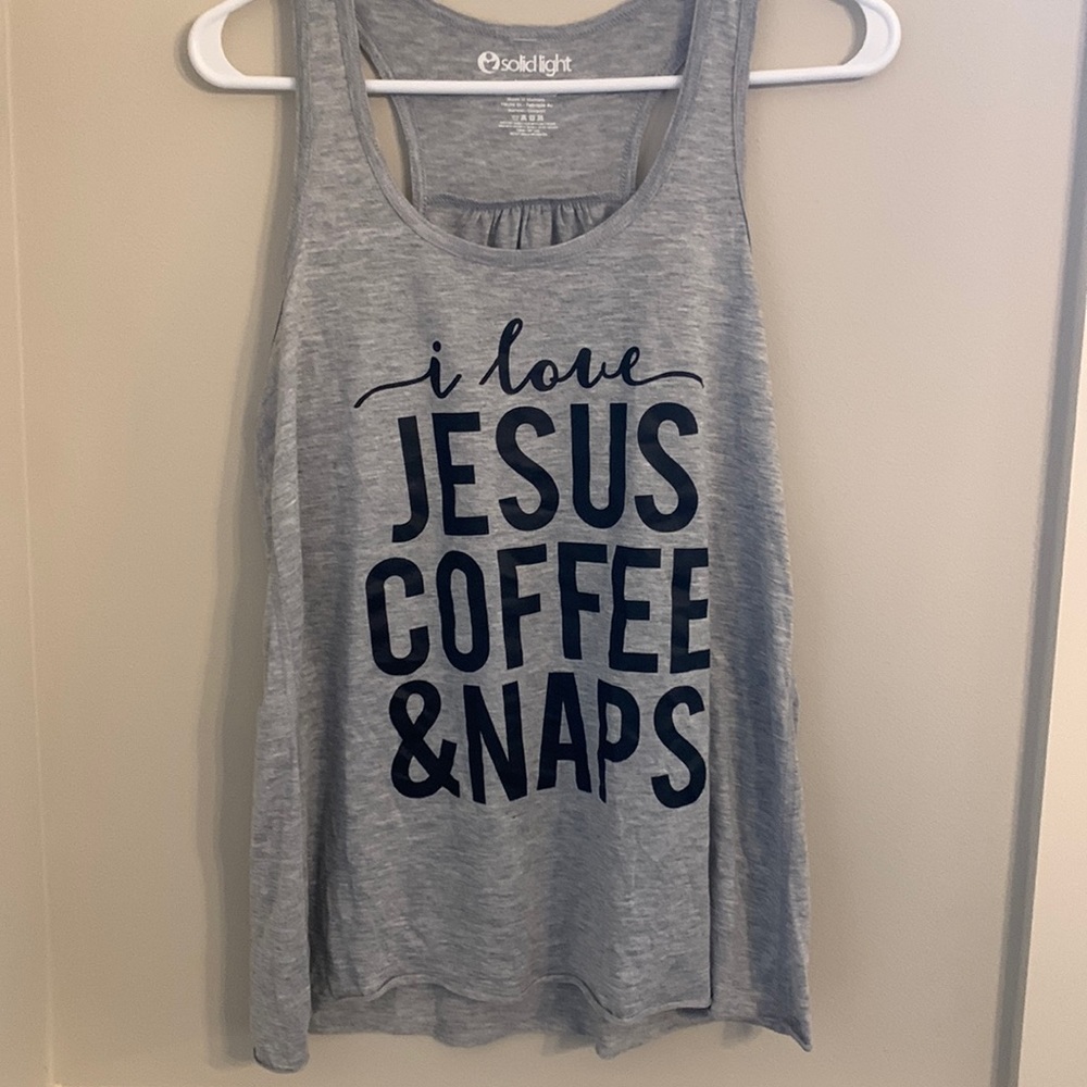 Woman’s Jesus, naps and coffee gray comfy tank